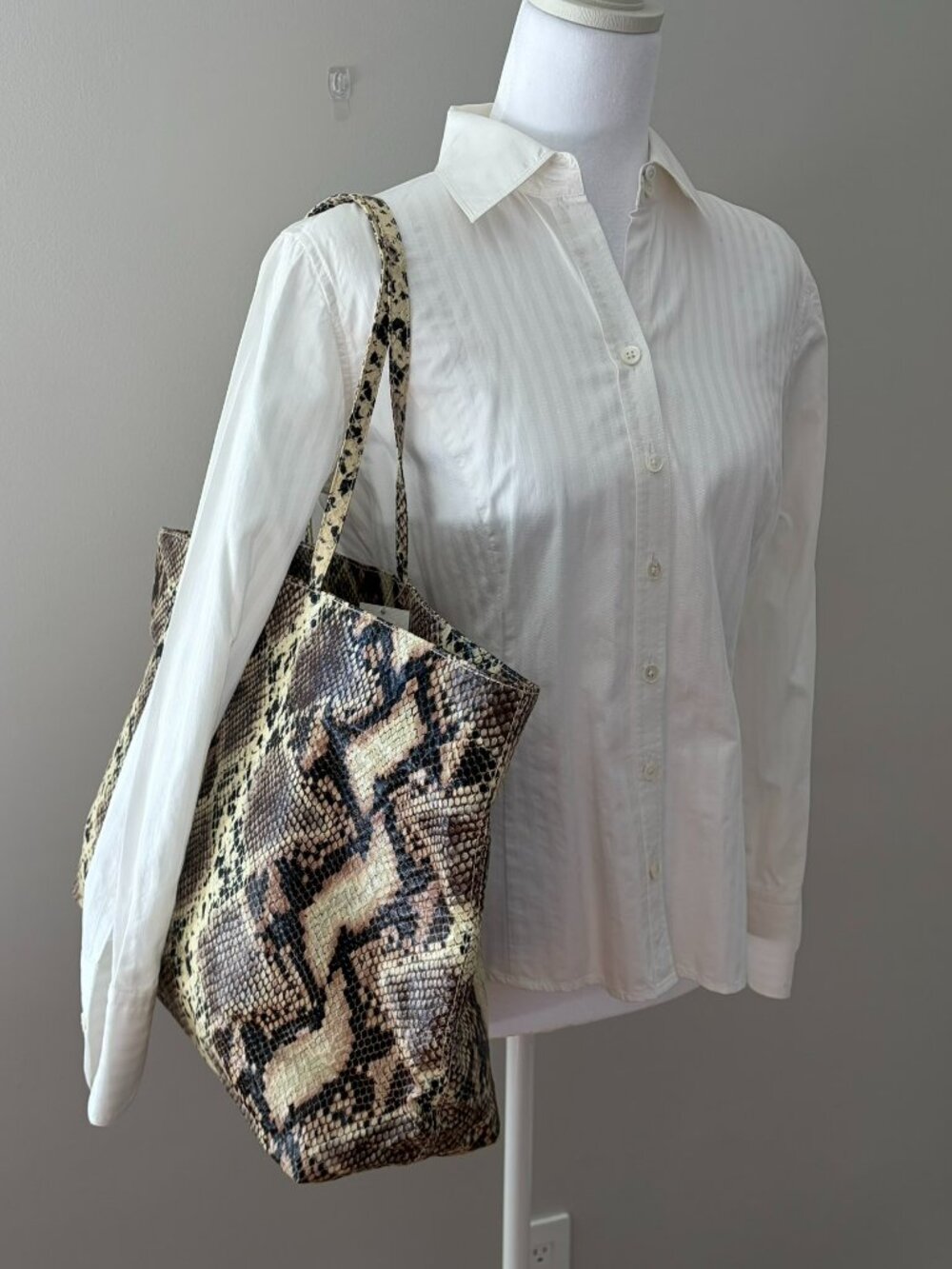NWT TRINA Vegan PVC Snakeskin Oversized Tote Bag - Classic Neverfull Style